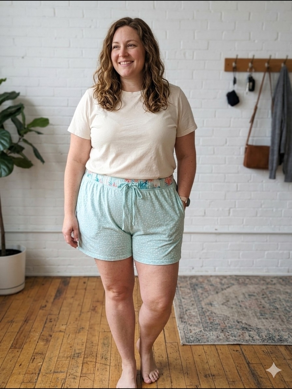 4/$10✨Carole Hochman Women's Cozy Light Blue Polka Dot Lounge Shorts